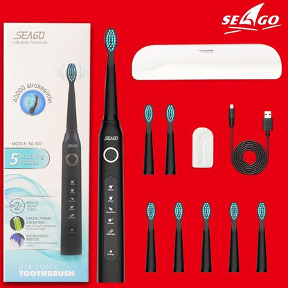 Electric Vibration Toothbrush Sonic Rechargeable Smart Chip Teethbrush Head Replaceable Whitening Healthy Best Gift For Adults And Kids