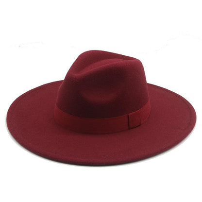 Fashionable Fedora Hats Women Wide Brim Dress Caps  Women's Fedora Hats Elegant Wide Brim Fedora Hat  Wedding Men Hat Warm Retro Style Belt 56-58cm