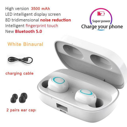STEVVEX 3500mAh LED Bluetooth Wireless Earphones Headphones Earbuds TWS Touch Control Sport Headset Noise Cancel Earphone Headphone