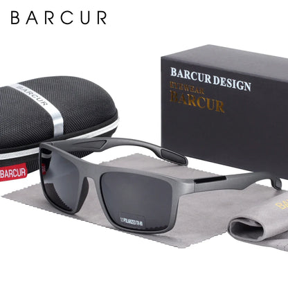 BARCURTR90 Ultralight Polarized Sunglasses for Men Vintage Square Eyewear with UV400 Protection for Summer
