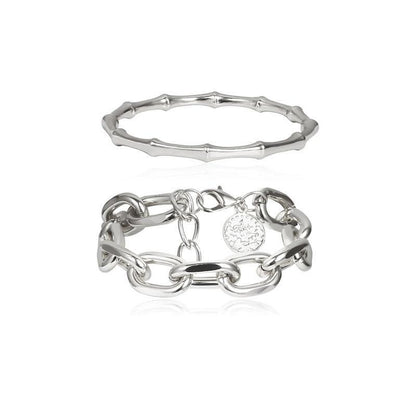 Luxury Modern New Gold Color Metal Chain Link Creative Bamboo Bracelet Bangle 2020 New Fashion Punk Bangle Bracelet Women Set