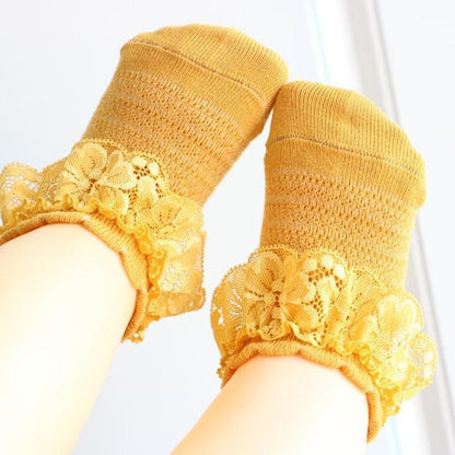 New Baby Socks Cute Lace Flower Bows Newborn Baby Girl Socks Cotton Princess Girls Socks