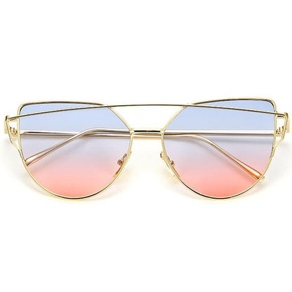 NEW  Stevvex Designer Cat eye Sunglasses For Women and Ladies in Vintage Metal Reflective Glasse Mirror Retro Oculos De Sol Gafas Style With UV 400 Protection