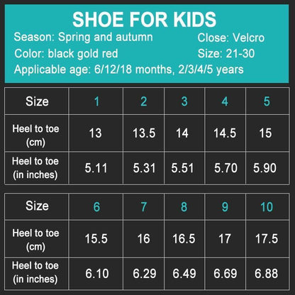 Toddler Baby's Soft Casual Walking Shoes Non-Slip Sole Unisex Newborn Black Red Gold Color