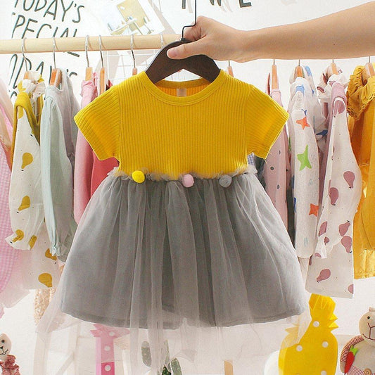 Fashion Modern New Spring Toddler Kids Baby Girls Patchwork Tulle Casual Princess Dress For Girls