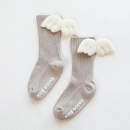 Luxury Modern Socks Baby Girls Knee High Socks With Angel wing  Summer Autumn Cotton Socks Solid Candy Color Toddler For Kids