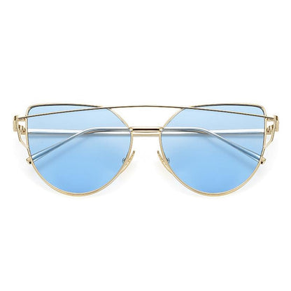 NEW  Stevvex Designer Cat eye Sunglasses For Women and Ladies in Vintage Metal Reflective Glasse Mirror Retro Oculos De Sol Gafas Style With UV 400 Protection