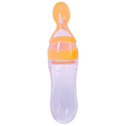 Silicone Baby Bottle With Spoon Food Supplement Bottles Squeeze Spoon Milk Feeding Bottle Cup For Baby and Kids