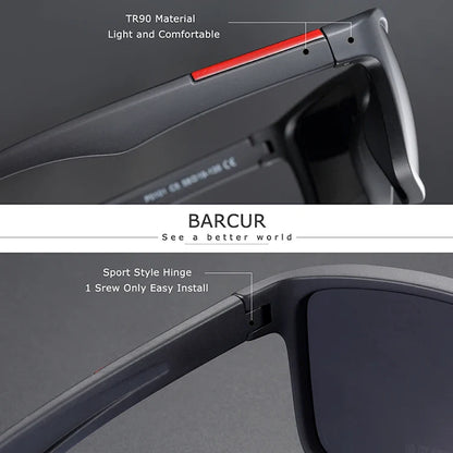 BARCURTR90 Ultralight Polarized Sunglasses for Men Vintage Square Eyewear with UV400 Protection for Summer