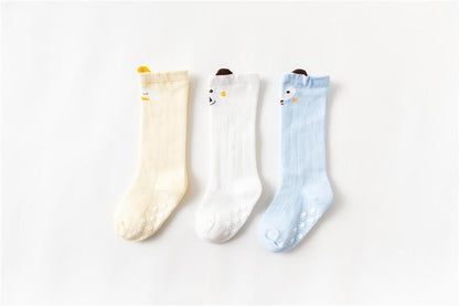 White Baby Sock Non Slip Cotton Long Socks Newborn Knee High Socks For Baby Girls Super Elastic Cute Design
