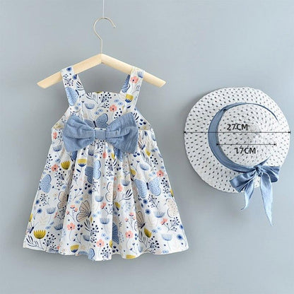 Modern Baby Newborn Toddler Girls Summer Tutu Dress With Printing Princess Dresses Sundress And Hat