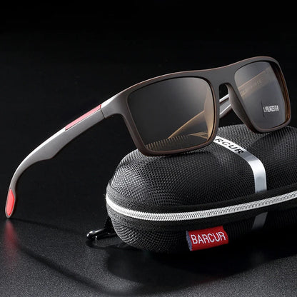 BARCURTR90 Ultralight Polarized Sunglasses for Men Vintage Square Eyewear with UV400 Protection for Summer
