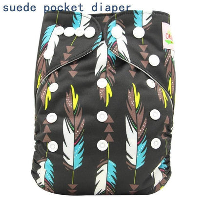 Newborn Cloth Diaper Sewed in Charcoal Bamboo Insert and Suede Pocket Diapers Waterproof Baby Nappies Design for Baby