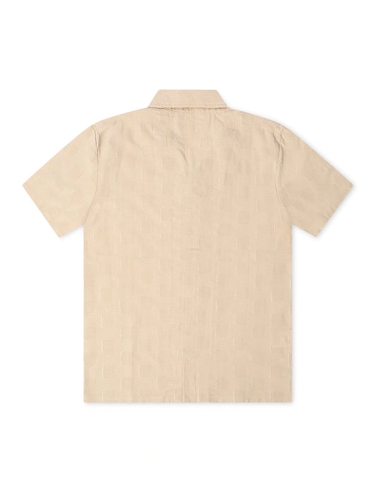Denim Exchange Crochet Textured Button Up Shirt - Khaki
