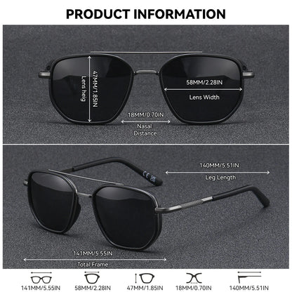 BARCUR Sunglasses Men’s Polygon Fashionable Frame – Polarized UV400 Protection for Summer Driving Outdoor and Casual Wear – Stylish Comfortable Thickened Striped Design with TAC Lenses