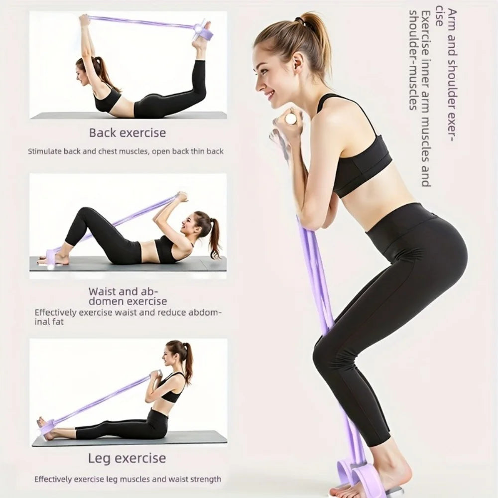 21 Fitness Resistance Bands-4 Tube Pedal Ankle Puller,Upgraded Stretch Bands for Exercise Sit Up Exercise Equipment,Multifunction Tension Rope,Foot Pedal Resistance Bands for Women Men