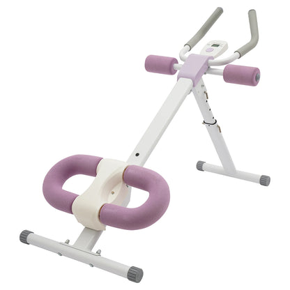 Abdominal Trainer Machine for Home Gym 44.88x19.6x21.2-27.5in 220lbs Capacity Adjustable Incline & Height Abs Workout White+Purple