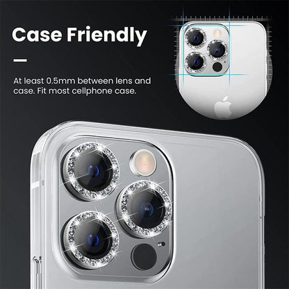 Diamond Camera Case For iPhone 14 13 Pro Max 12 Pro Max Camera Lens Protector Cover For iPhone11 Pro 12Pro Tempered Glass HD Clear Tempered Glass Camera Protector