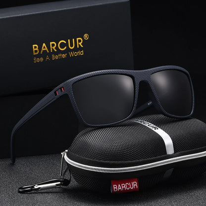 BARCUR Classic Fashionable Men’s Polarized Sports Sunglasses – Durable Lightweight Rectangular Frame UV400 TAC Lenses Comfortable Fit Outdoor Eyewear for Hot Summer Days All Ages and Activities