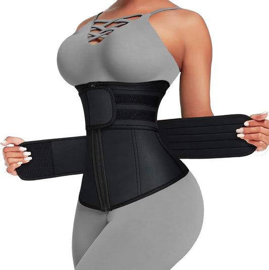 Waist Trainer Corset — Double Belt Zipper Body Shaper for Weight Loss