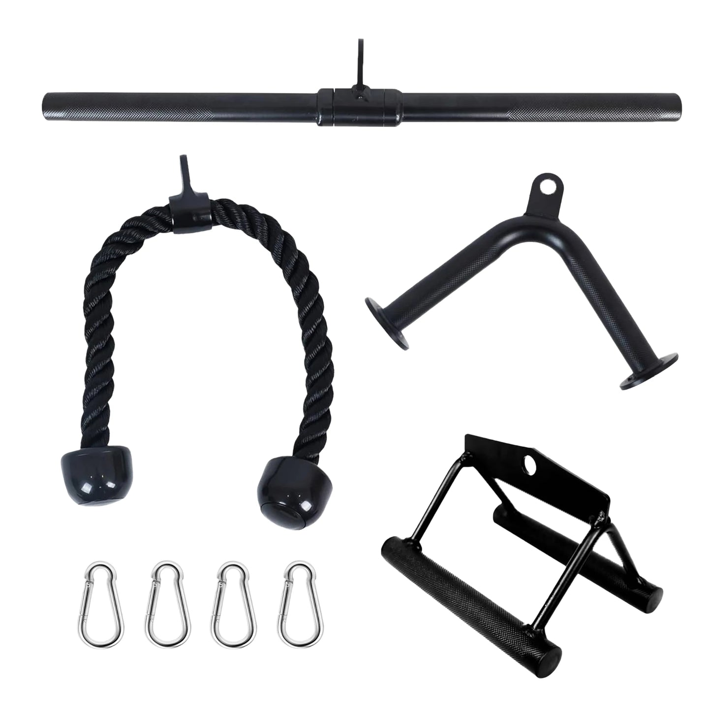 Tricep Press Down & LAT Pulldown Attachments ，Cable Machine Accessories，with V Handle, Rotating Bar, Tricep Rope, V-Shaped Bar，f