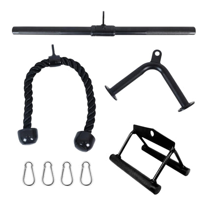 Tricep Press Down & LAT Pulldown Attachments ，Cable Machine Accessories，with V Handle, Rotating Bar, Tricep Rope, V-Shaped Bar，f