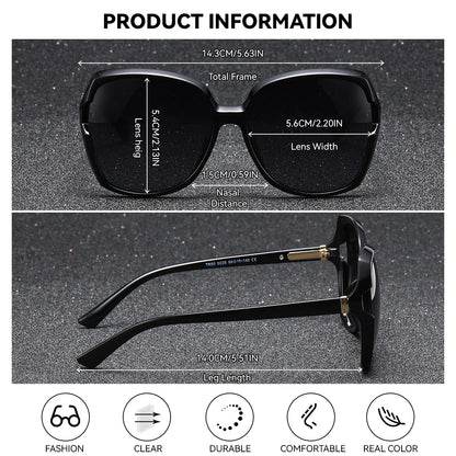 BARCUR Women’s Gradient Butterfly Frame Polarized Fashionable Sunglasses – Trendy Elegant Large PC Elliptical Design with UV400 Protection for Summer Travel Beach Shopping & Summer Style – White Gift Box Included