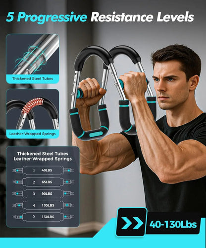 Twister Arm Trainer Chest Workout Equipment for Men & Women, Adjustable 5 Resistance (40-130 lbs) Home Gym Strength Trainer