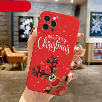 Christmas Pattern Design Red Silicone Phone Cover Anti-Scratch Soft Slim Bumper Shockproof Protective Case Shockproof Phone Case For iPhone 13 14 Pro Max Merry Christmas Candy Silicone Bumper Cover