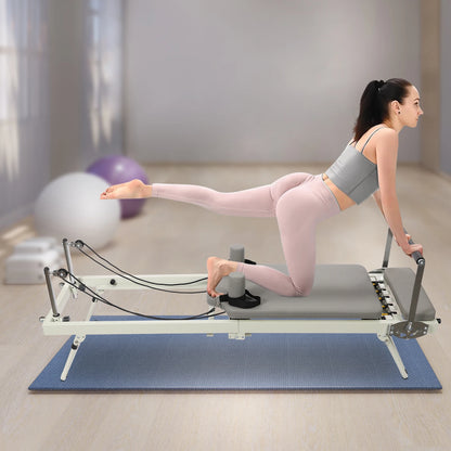 120kg/264.55lbs Foldable Pilates Reformer Machine, Multifunctional Yoga Fitness Equipment, Pilates Exercise Equipment