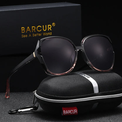 BARCUR Oversized Square Polarized Sunglasses for Women – Fashion Gradient Lens Summer Eyewear with UV400 Protection – Lightweight PC Comfortable Frame Trendy Street Style Shades for Summer Shopping Beach & Travel