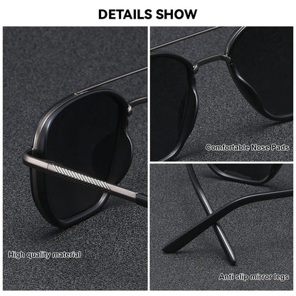 BARCUR Sunglasses Men’s Polygon Fashionable Frame – Polarized UV400 Protection for Summer Driving Outdoor and Casual Wear – Stylish Comfortable Thickened Striped Design with TAC Lenses