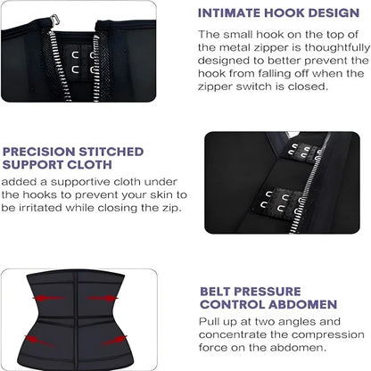 Sculpt & Lift Waist Trainer Waist Trainer, Trimmer, Cincher, Body Shaper, Belly Band- Double Belt Zipper Stomach Wraps for Weight Loss & Postpartum Recovery High Compression Zipper Corset with Adjustable Dual Straps for Shape