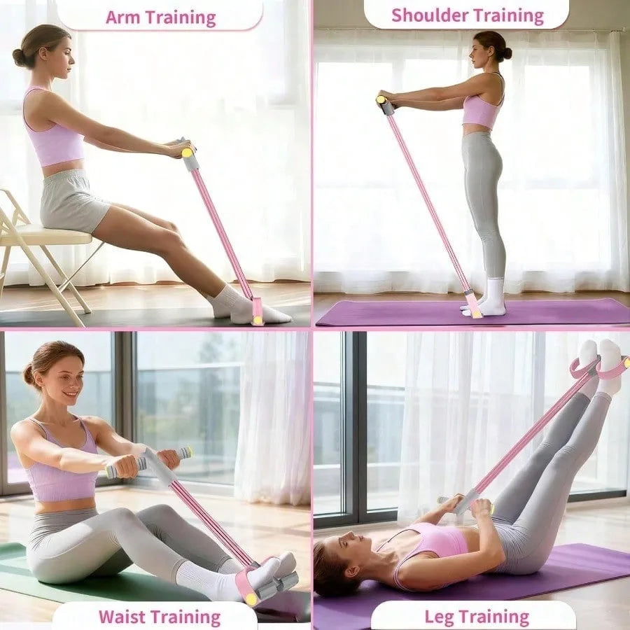 Pedal Resistance Bands With Handles, Durable 6-Tubes Multifunction Pedal Resistance Band, Natural Rubber Foot Pedal Resistance Bands, Fitness Resistance Bands For Abdomen, Waist, Arm, Leg