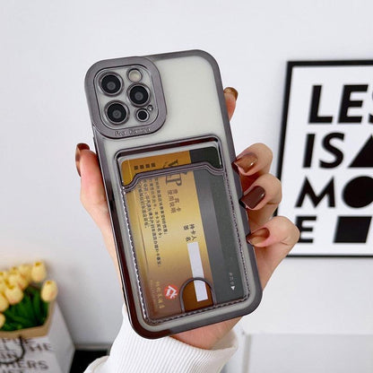 Luxury Square Phone Case For iPhone 13 11 14 12 Pro Max Mini XS XR 6s 7 8 Plus SE Cover Soft Silicone Wallet Card Holder Clear Card Slot Case Slim Fit Protective Soft Wallet Case