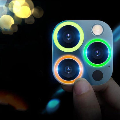 9H Tempered Glass Camera Cover Screen Protector Metal Individual Ring For iPhone Phone Glitter Camera Lens Protector Film For iPhone 14 13 12 11 Pro Max Luminous Lens Metal Glass Protective Cover