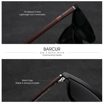 BARCUR Polarized Square Frame Sunglasses for Men and Women – Timeless Fashion UV400 Wave Point Design Casual Style Durable PC Eyewear for Summer Outdoor Driving Travel and Gift Giving