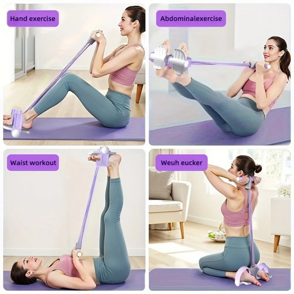 21 Fitness Resistance Bands-4 Tube Pedal Ankle Puller,Upgraded Stretch Bands for Exercise Sit Up Exercise Equipment,Multifunction Tension Rope,Foot Pedal Resistance Bands for Women Men