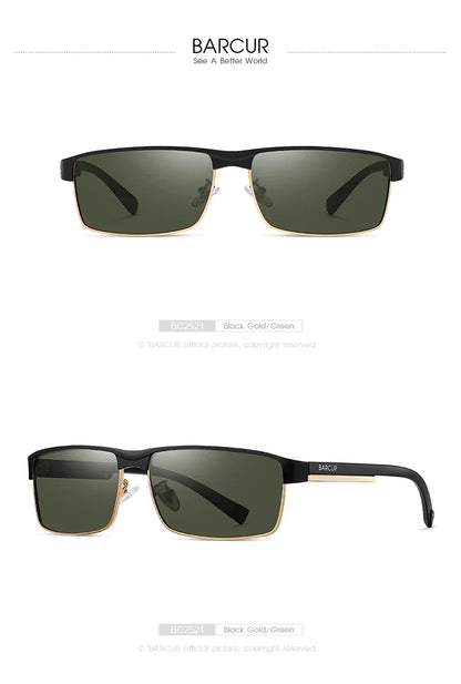 BARCUR Sunglasses Men’s Original Rectangle Fashionable Business Sunglasses – Polarized UV400 Protection for Driving Hiking Sports and Casual Wear – Trendy Fashion Shades Oculos De Sol with Anti-Reflective TAC Lenses