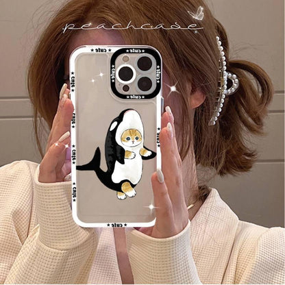 Cute Cat Phone Case for iPhone 11 12 13 Mini Pro Max 14 Pro Max Case shell  Blank Printable Phone Case for Soft Rubber Cool Polish  Phone Case
