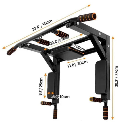 Wall Mounted Pull Up Bar Dip Stand, Indoor Home Gym Workout Equipment, 200kg Load-bearing Dip Station