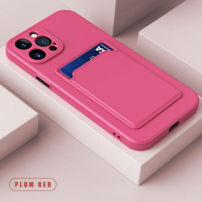 White Soft Wallet Card Holder Phone Case For iPhone 11 12 13 Pro Max Camera Protective Case Wallet Holder Cover Soft Portable Silicone Back Cover Durable Phone Case