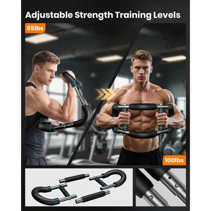 Twister Arm Trainer: 66-110lbs 3-Level Adjustable Chest Expander. Portable Spring Bar for Chest, Shoulder & Biceps. Safe.