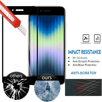 3PCS Full Cover Tempered Glass For iPhone SE  2022 2020 7 8 Plus Screen Protector Black Edge On iPhone SE3 SE2 Protective Glass Anti Fingerprint Film Screen Protector for iPhone