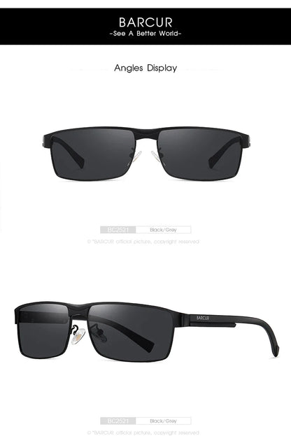 BARCUR Sunglasses Men’s Original Rectangle Fashionable Business Sunglasses – Polarized UV400 Protection for Driving Hiking Sports and Casual Wear – Trendy Fashion Shades Oculos De Sol with Anti-Reflective TAC Lenses