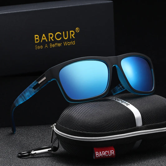 BARCUR Polarized Sport Fashion Sunglasses for Men – UV400 Protection Colorful TAC Coating Anti-Slip Polycarbonate Frame Cycling Fishing Hiking Outdoor Sports Eyewear – Durable Trendy Vintage Rectangular Design