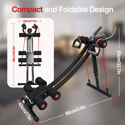 Abdominal Curling Exercise Machine Adjustable Dual Track Fitness Equipment Coaster Foldable Trainer Workout Core Ab For Home Gym