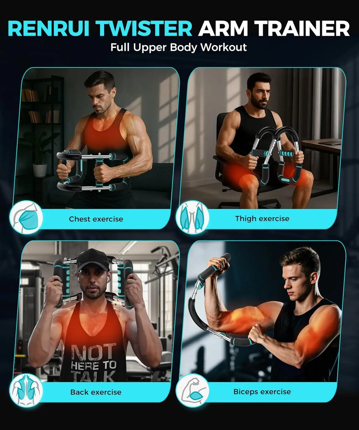 Twister Arm Trainer Chest Workout Equipment for Men & Women, Adjustable 5 Resistance (40-130 lbs) Home Gym Strength Trainer