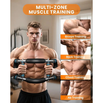 Twister Arm Trainer: 66-110lbs 3-Level Adjustable Chest Expander. Portable Spring Bar for Chest, Shoulder & Biceps. Safe.