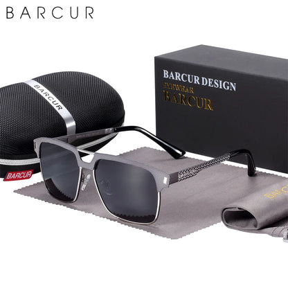 BARCUR Polarized Men’s Sunglasses – Fashionable Square Stainless Steel Frame UV400 Protection Anti-Reflective Outdoor Sports & Driving Eyewear – Original Design Casual Style with Premium Polycarbonate Lenses